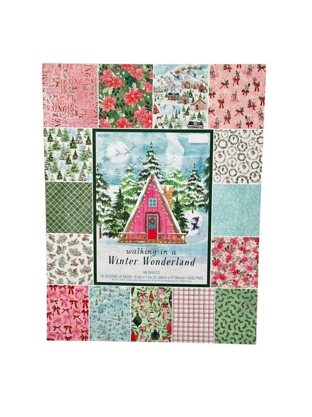 Christmas Holiday Wonderland Scrapbook Paper Pad 8.5x11  Craft Supply 60 Sheets